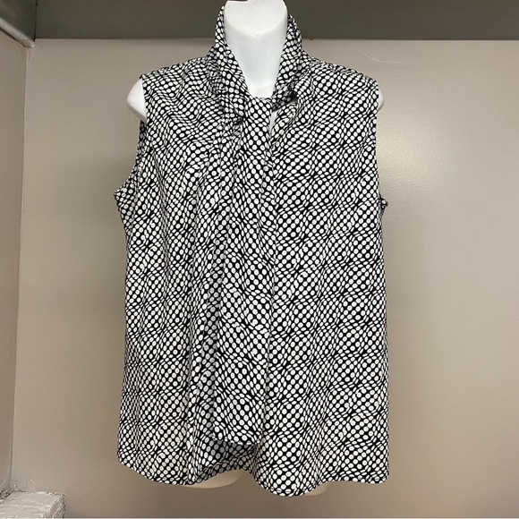 The jones Group Women Black/white Sleeveless Blouse Size Medium - Picture 5 of 10